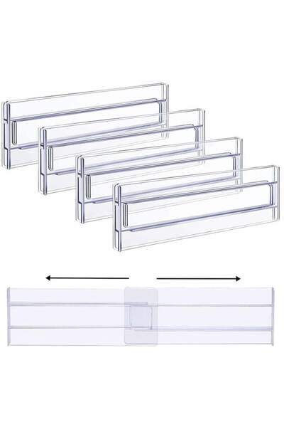 Generic JOGAMS 4Pcs Drawer Dividers Organizers Adjustable 3.2 Inch High Expandable from 12.2 to 21.4 Inch K