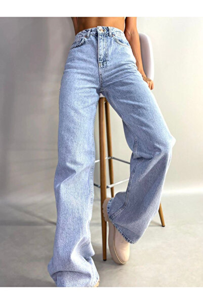 kleshus Isabella Bewon Blue Snow Wash Power Lycra Super ψηλόμεσο τζιν Palazzo...