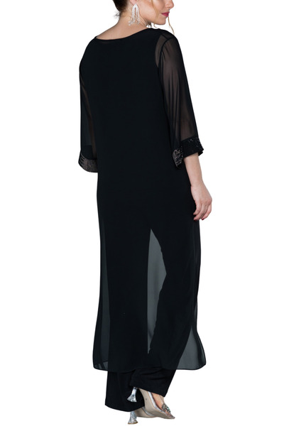 Arden Plus Size Evening Dress Jumpsuit, Black, Purple, Saks, Navy Blue Chiffon, Wide Leg, No Decollete, Wedding, Invitation, 44-54