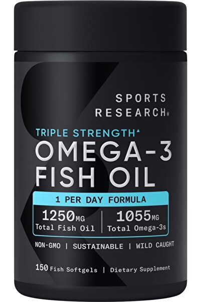 Sports Research Triple Strength Omega 3 Fish Oil 150 Fish Softgels