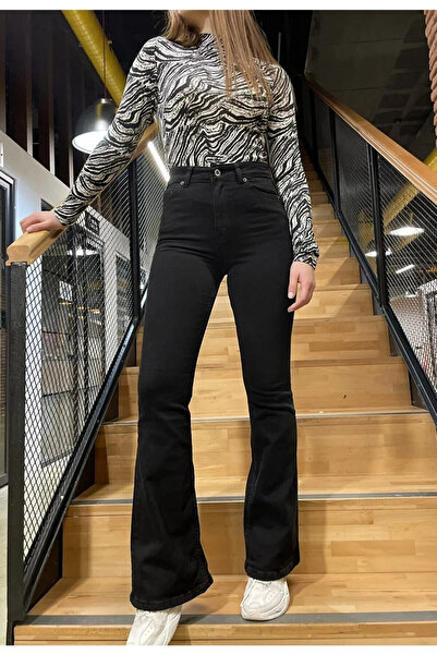 kleshus بنطلون جينز إسباني متوهج من الليكرا عالي الخصر