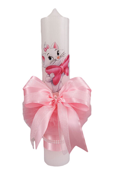 fantasialand Lumânare de botez, pisica Marie, ornament roz