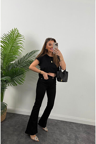 kleshus Star Spanish Jeans Ισπανικό τζιν ψηλόμεσο μαύρο τζιν παντελόνι που δε...