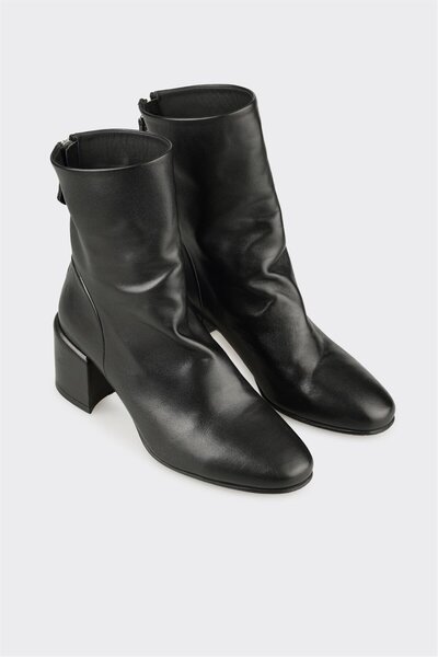 Elle Shoes Siyah Deri Kadın Klasik Bot
