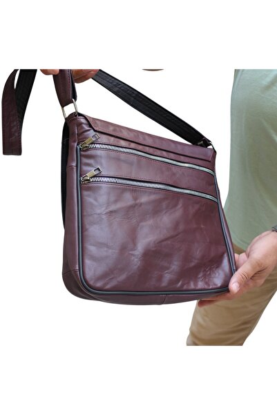 Sir Cliffson حقيبة كروس مان من الجلد الطبيعي بدون جراب