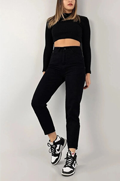 kleshus Mizia Black Colorfast Mom Jean Femei Iubita Talie înaltă Power Lycra