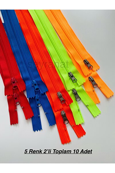 seyranat 5 Açık Renk 10 Adet Metal Elcikli 18 cm Pantolon Çanta Cüzdan Fermuarı