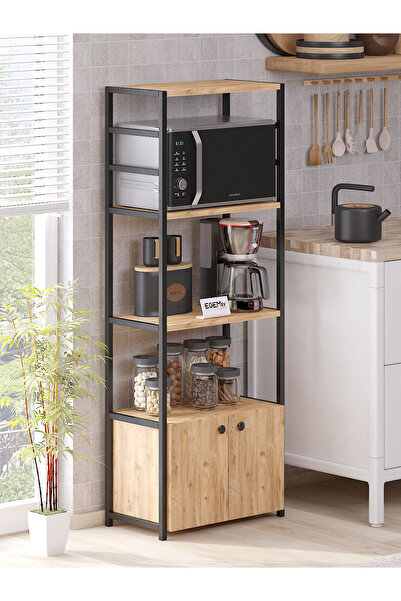 EGEMEV Mutfak Standı 2 Kapaklı 4 Raflı Kahve Köşesi Mutfak Rafı Mutfak Bangosu