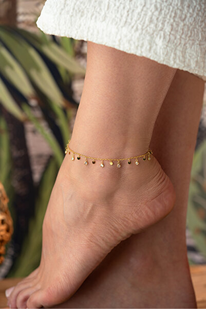 Silvano Jewelry 925 Ayar Gümüş Pullu Taşlı Model Halhal