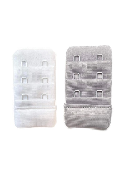 No8 Home 2 Pieces Agraf Bra Extension Clasp 3 Rows / 2 Hooks White Gray
