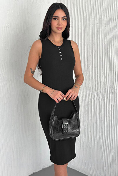 Noa Noa Rochie midi fără mâneci cu detaliu cu nasturi – Design elegant și rafinat