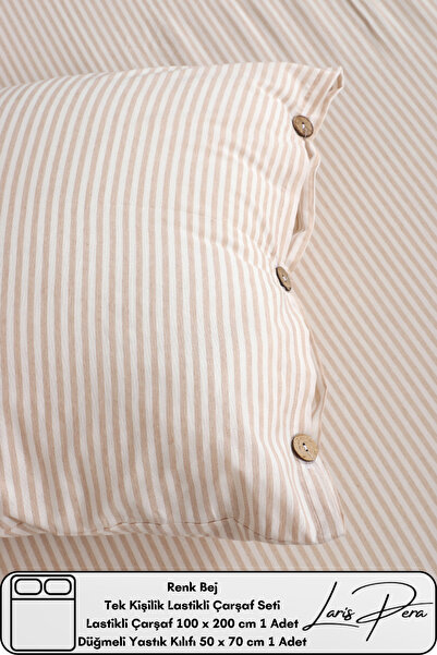 Larispera Σετ σεντόνια μονό ελαστικό βαμβακερό νήμα βαμμένο 100x200cm Μαξιλαρ...