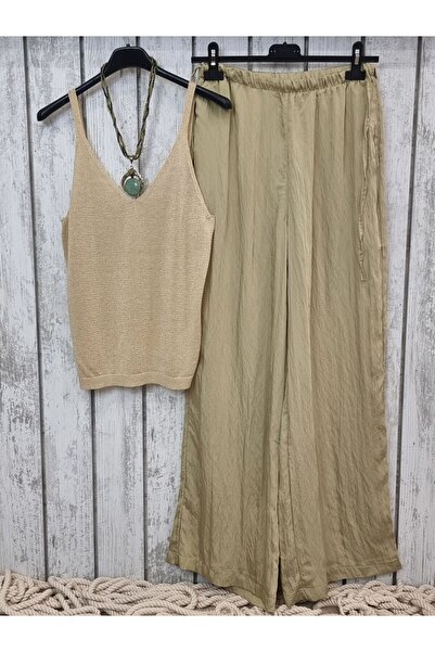 pudubutik Slim Aerobin Fabric Stylish Gold Yellow Trousers