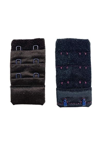 No8 Home 2 Pieces Agraf Bra Extension Clasp 3 Rows / 2 Hooks Black Skin