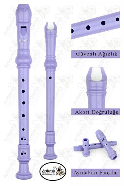 Artlantis Flüt Blok 1 Adet Helvacıoğlu Renkli Blok Flüt Abs Plastik 3 Parça K...