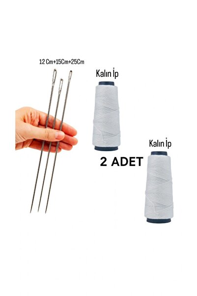 Metler 3 Boy Çuvaldız Yorgan İğnesi + Kalın ve Kalın Yorgan İpi Seti Dikiş Tamir Seti