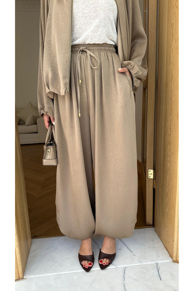My Blog Mink Satin Baggy Trousers with Elastic Waist - 51199