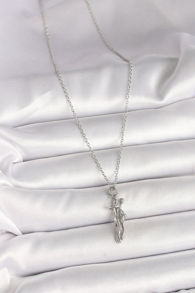 ForWhat قلادة من الفولاذ الفضي على شكل سلسلة لف للنساء الأنيقات