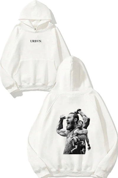 urbvn كنور 1 سويت شيرت أبيض كبير الحجم مطبوع بتصميم