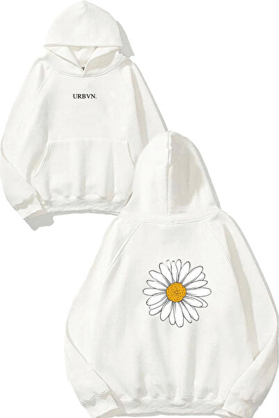 urbvn سويت شيرت أبيض كبير الحجم مطبوع عليه تصميم ديزي
