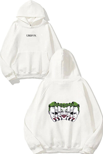 urbvn سويت شيرت أبيض كبير الحجم مطبوع عليه وجه الجوكر