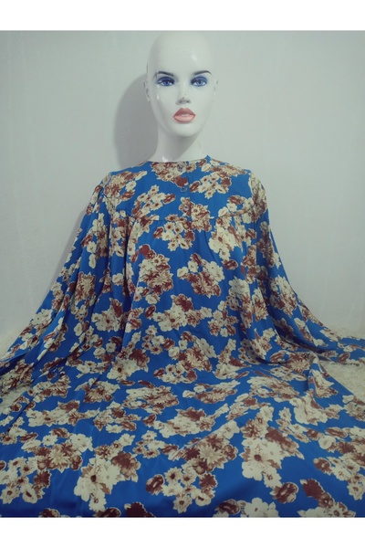 hoaryage Robadan Long Sleeve 100% Viscose Pressed Floral Mother Dress, Prayer Dress, Hijab Dress