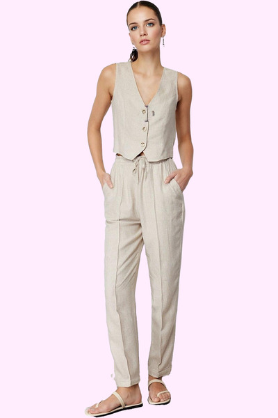 PayBuy Women's Fashion High Waist Straight Straight Cut Linen Blend Pants Summer Comfortable Daily Weekend
