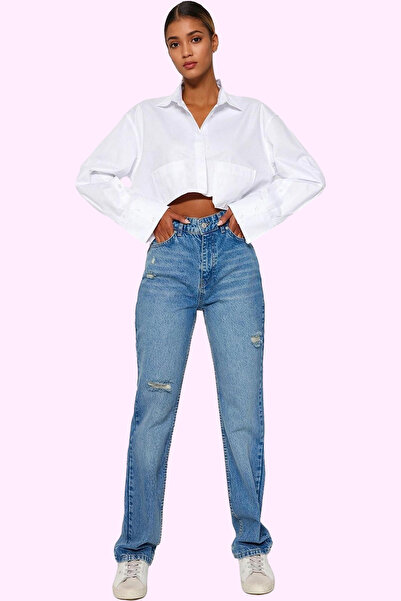 PayBuy Women's Fashion High Waist Wide Leg Long Jean Cotton Casual Style Weekend Seasonal Use