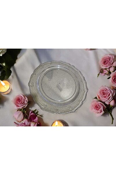 Evinizin Yardımcısı Evinizin Yardımcısı Mika Tabak& Parti Tabak&parti Mika Tabak & Şeffaf Gümüş Simli26 cm 6 adet