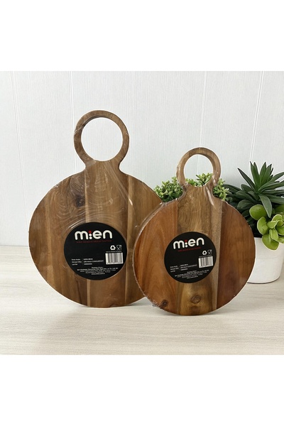 MİEN 2-Piece Acacia Cutting Board,Round Acacia Cutting Board 24X32 & 28X38