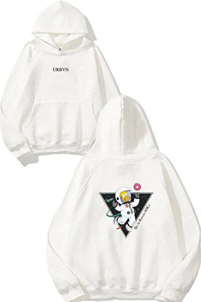 urbvn سويت شيرت أبيض كبير الحجم مطبوع عليه تصميم سيمبسون سبيس