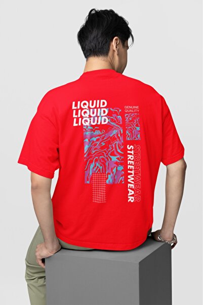 ArtYus Men's Liq Front Back Transfer Printed Round Neck Short Sleeve T-Shirt