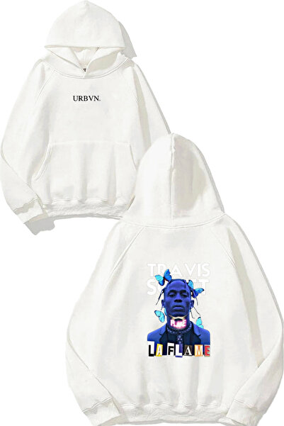 urbvn سويت شيرت بقلنسوة أبيض كبير الحجم مطبوع بتصميم ترافيس سكوت 1