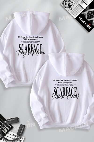 macklin Sevgili Çift Kombini Scarface Tony Montana Elvira Hancock Baskılı Kapüşonlu Sweatshirt 2li Takım