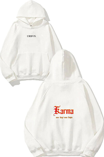 urbvn سويت شيرت أبيض كبير الحجم مطبوع بتصميم مختلط