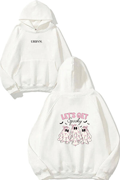 urbvn سويت شيرت أبيض كبير الحجم مطبوع بتصميم مخيف