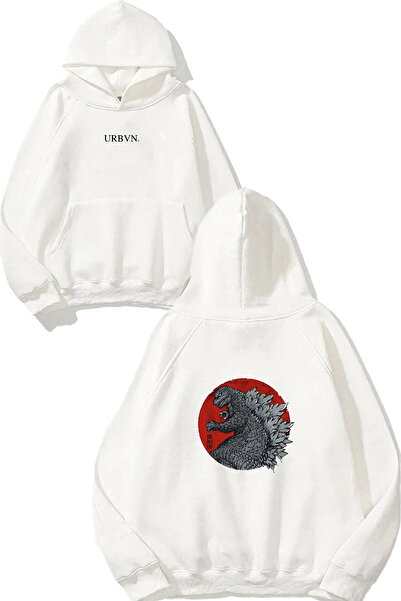 urbvn سويت شيرت أبيض كبير الحجم مطبوع عليه تصميم الديناصور