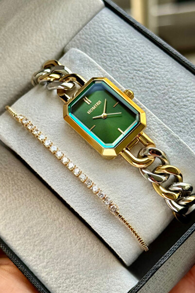 Homies Women's Wristwatch with Steel Chain Model Waterproof Gift Box and Bracelet Gift.Hm25194S011