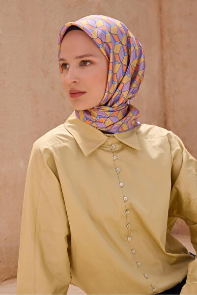 Belli Eșarfă din mătase pură Tivil 4112 - 06 Motiv mixt violet