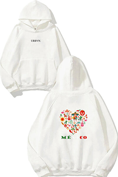 urbvn سويت شيرت أبيض كبير الحجم مطبوع بتصميم مكسيكو 1