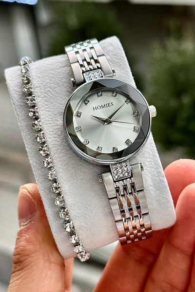 Homies Women's Wristwatch Steel Cord Cut Glass Waterproof Gift Box and Bracelet Gift.Hm22961S01