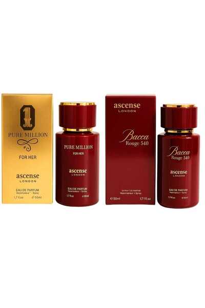 essentialneedsforall 1 PURE MILLION FOR HER AND 1 BACCA ROUGE 540 EAU DE PARFUM 50ML EACH