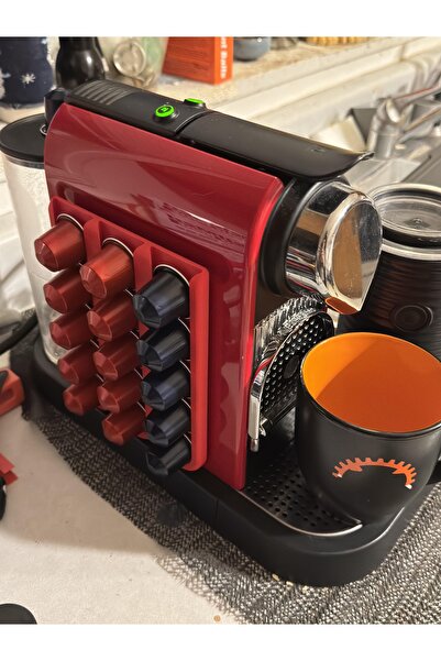 Rafine Studio 3D منظم حامل كبسولات القهوة باللون الأحمر، ذاتي اللصق، 3 فتحات