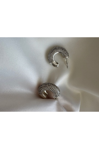 Petra Jeweils Silver Hoop Earrings with Stones