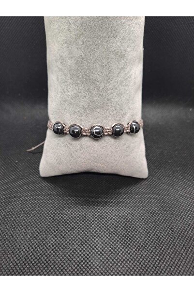 AKSESUARIM سوار من الحجر الطبيعي من طراز هيماتيت من كرو موديل |   سوار مكرامي...