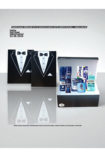 NIVEA Damat Bohçası 3 lü Çeyiz Kolisi Nişan Bohçası Erkek Bakım seti