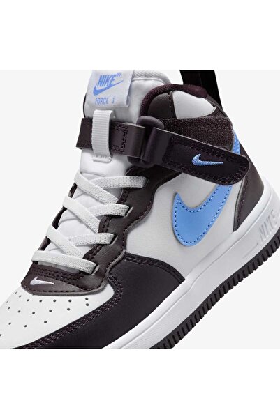 Nike Air Force 1 Mid EasyOn Hafif ve Yumuşak Taban & Lastik Bağcıklı Cırtlı Çocuk Ayakkabı (Blue Sport )