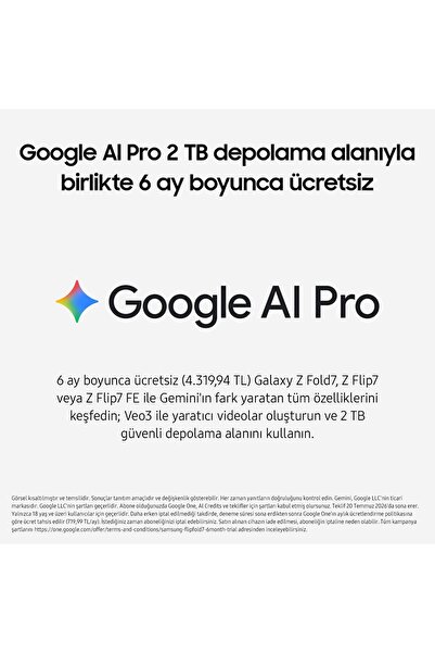 Samsung Galaxy Z Flip7 FE 128 GB Beyaz Cep Telefonu