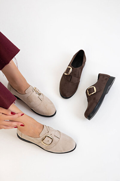 SOHO Beige Wildleder Damen Loafer Schuhe 20832