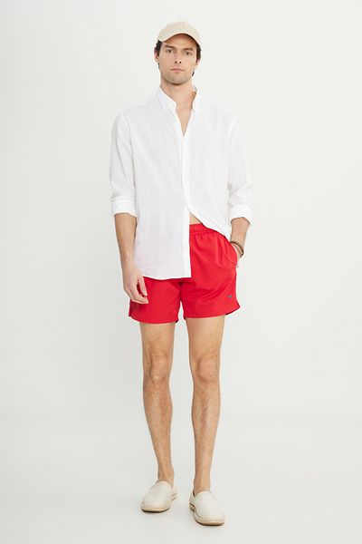 AC&Co / Altınyıldız Classics Men's Red Quick Dry Side Pockets Patterned Standard Fit Regular Cut Swim Shorts Swimwear